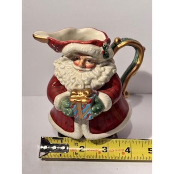 Vintage Fitz and Floyd Santa Creamer Pitcher Candy Cane Lane Holiday Decor - Picture 9 of 10